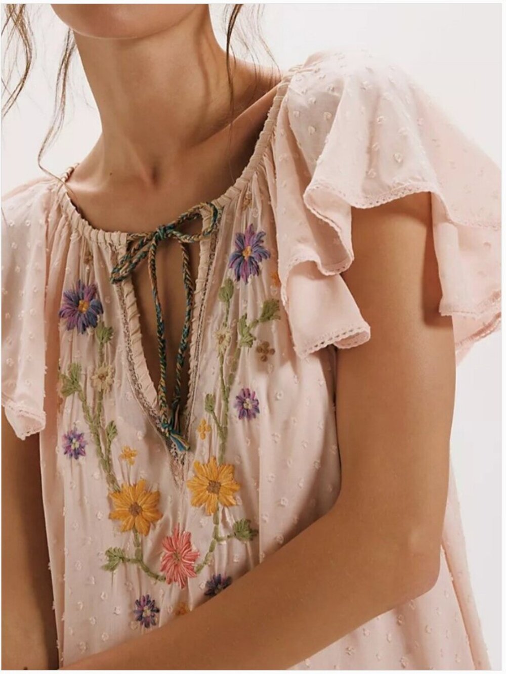 Free People NWT Vintage Boho Bohemian Embroidered Charm Floral Midi Maxi Dress - Picture 2 of 7